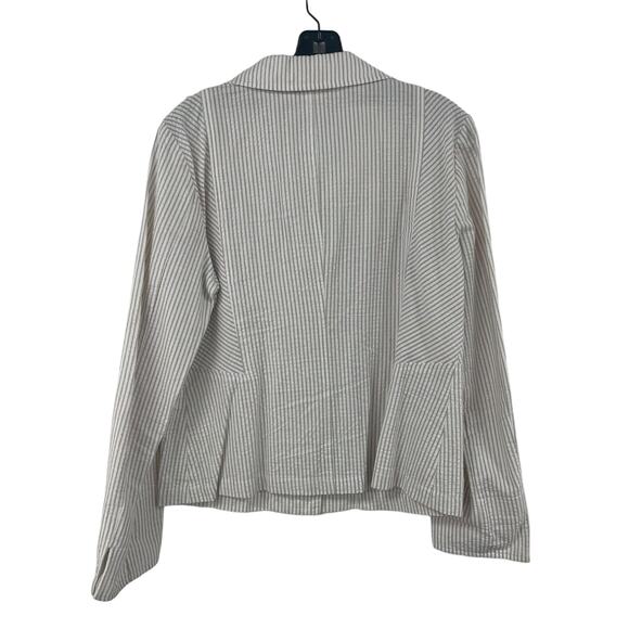 Elliot Lauren Button Front Striped Seersucker Blazer Jacket White Beige 8 ASIS - Picture 6 of 6